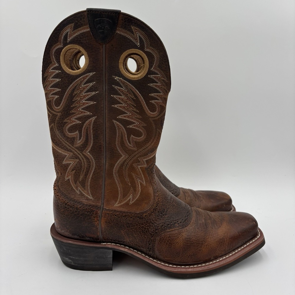 Ariat Herritage Roughstock Leather Boots Men Size 9.5 D Brown Western Cowboy